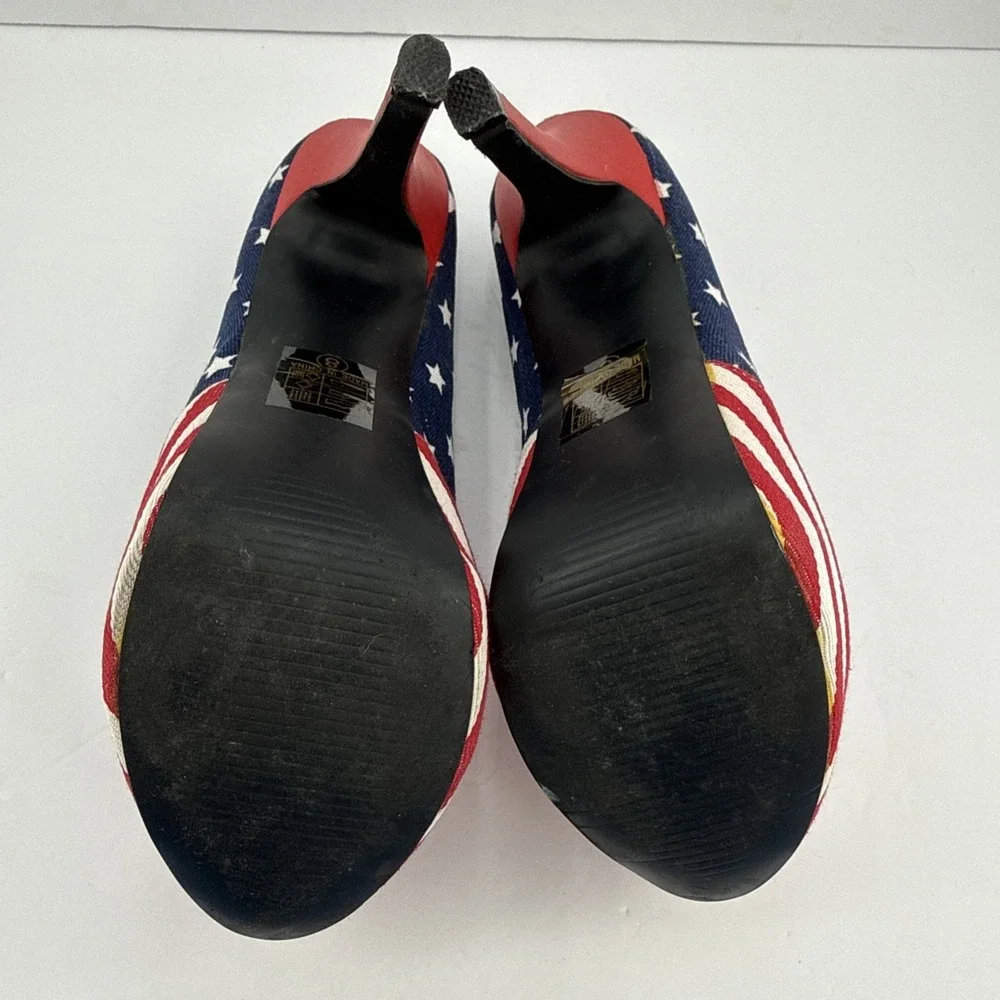 Liliana Red White & Blue American Flag Womens Shoes Size 8